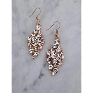 Elegant Gold-Tone Crystal Cluster Drop Earrings